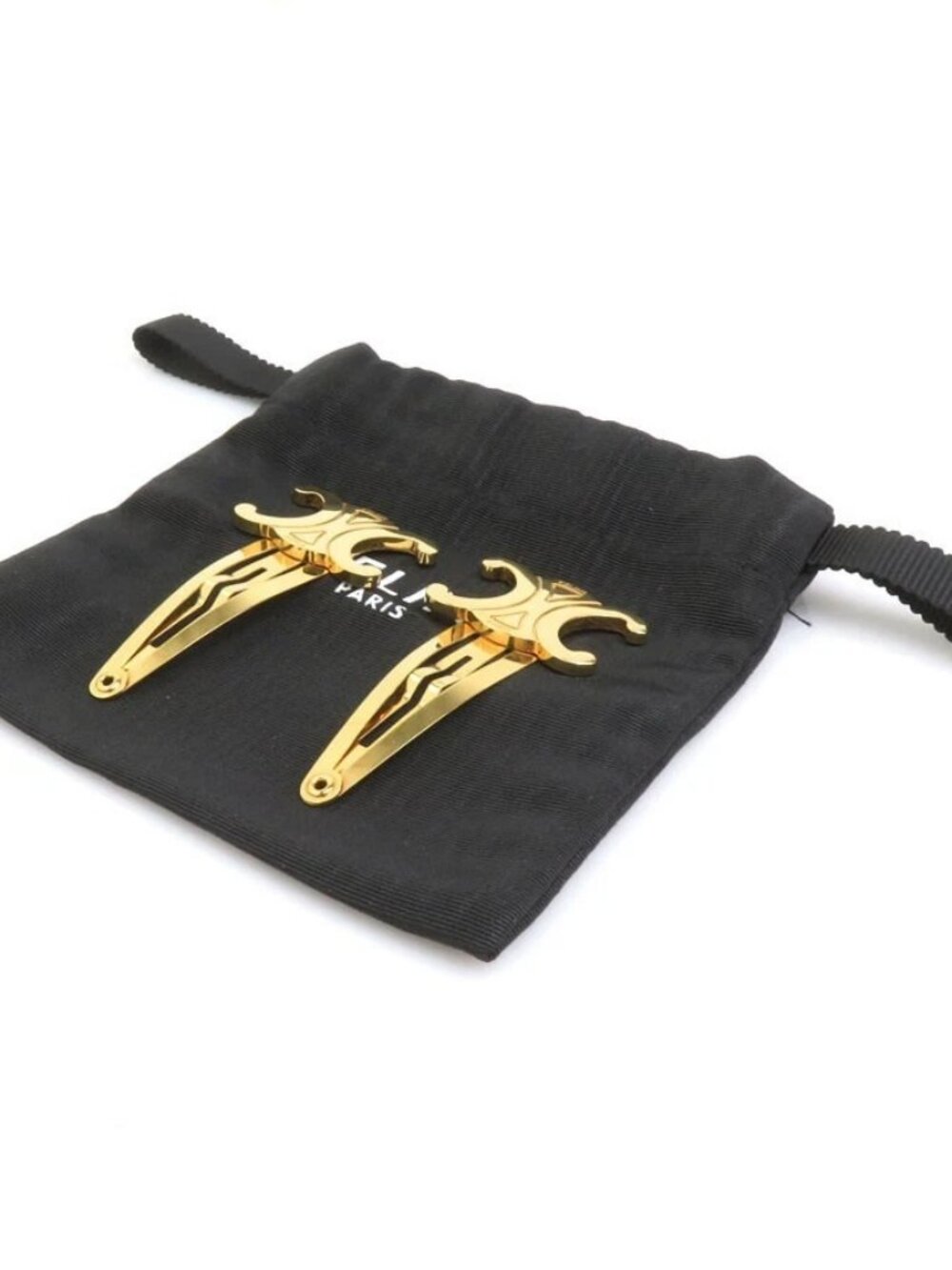 CELINE Triomphe Hair Pin Hair Clip Gold Metal